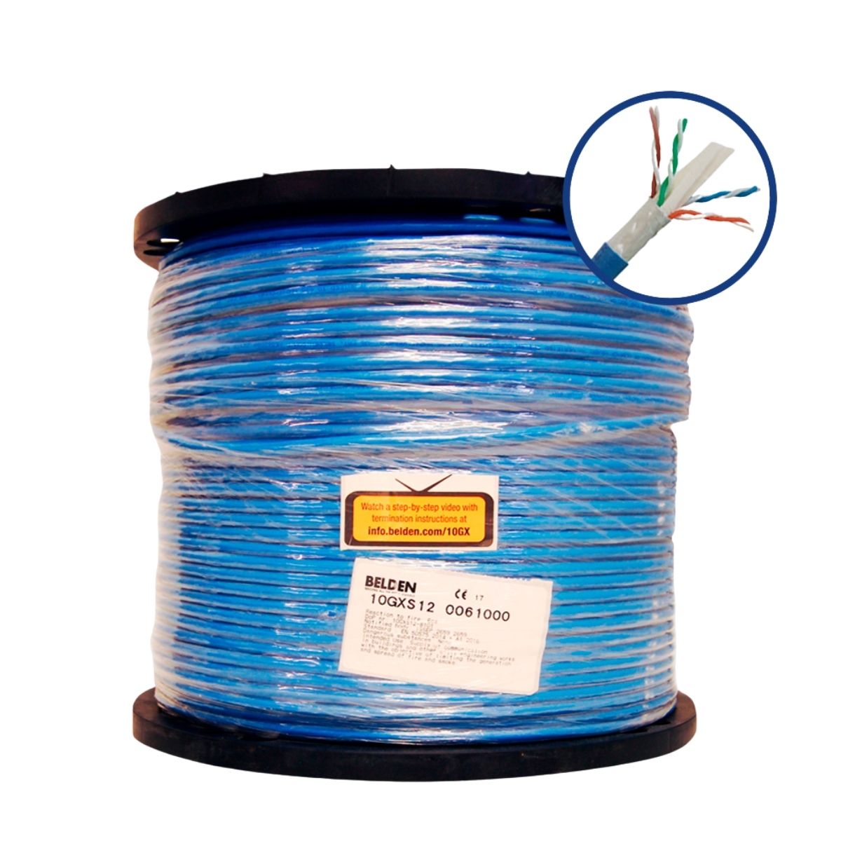 Bobina Belden 10GXS12 0061000 – Cable Horizontal UTP Cat6A / 4 Pares / 305 m / Azul Claro